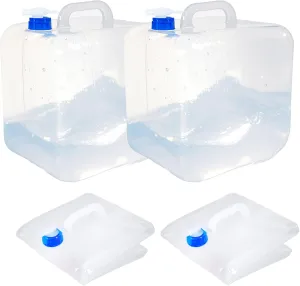 Collapsible Water Container with Spigot & Hook, BPA Free Water Jug, Foldable Carrier Bucket, Water Storage Container for Camping Hiking Survival Kit, 2-Pack (20L/5.3 Gallon)
