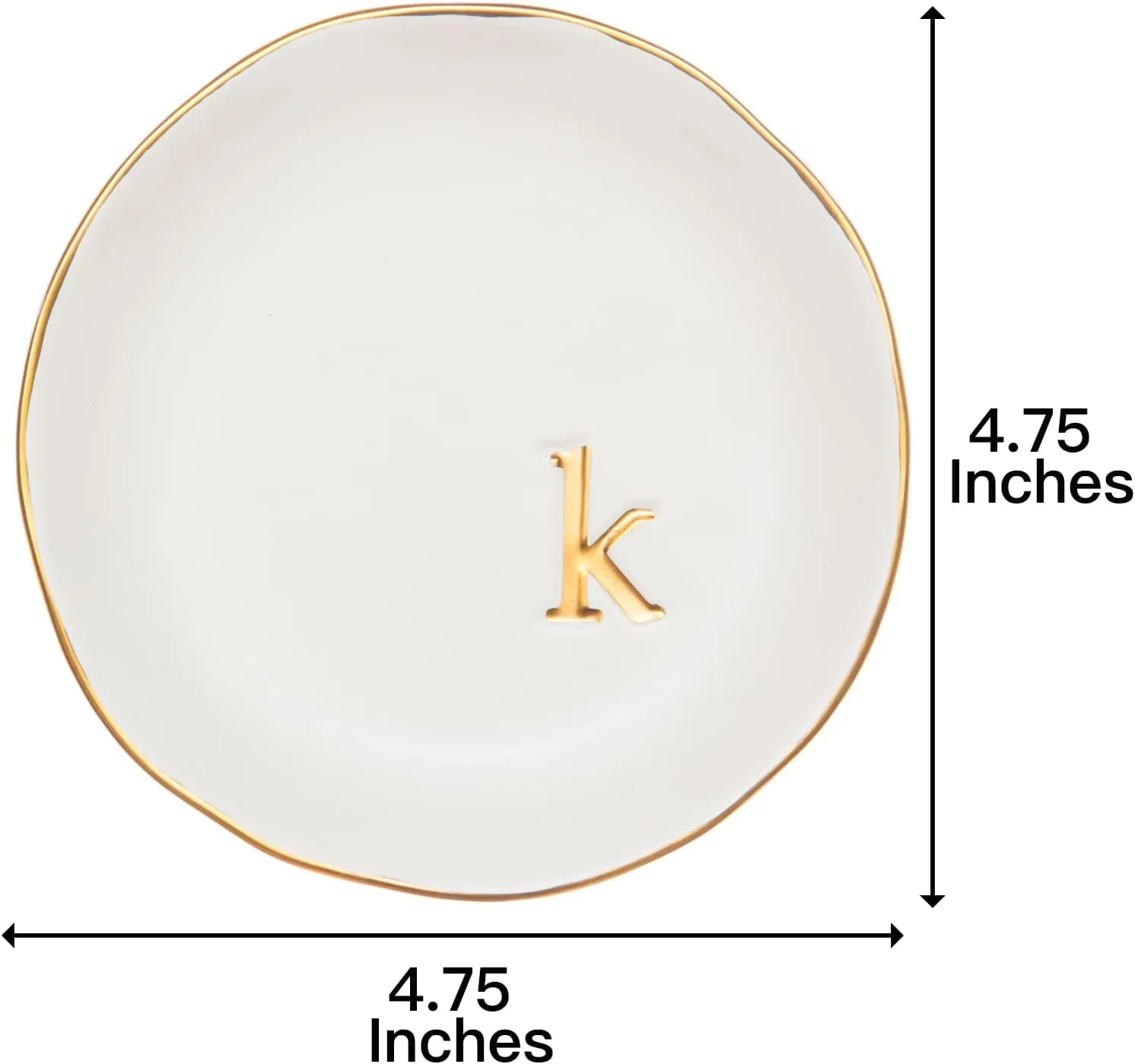 COLLECTIVE HOME - Ceramic Jewelry Tray, Decorative Trinket Dish for Rings Earrings Necklaces Bracelet Watch Keys, Birthday Mother's Day for Women, 4.75", White Surface (K)