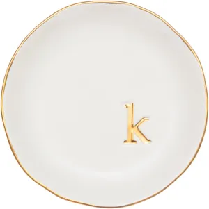 COLLECTIVE HOME - Ceramic Jewelry Tray, Decorative Trinket Dish for Rings Earrings Necklaces Bracelet Watch Keys, Birthday Mother's Day for Women, 4.75", White Surface (K)