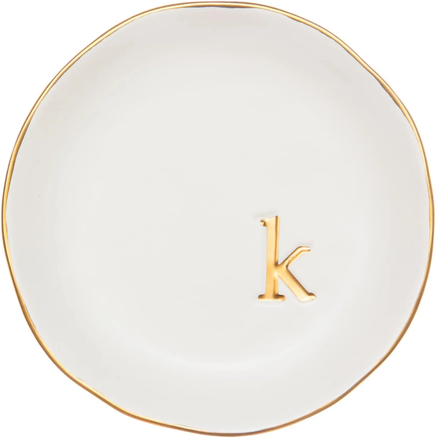 COLLECTIVE HOME - Ceramic Jewelry Tray, Decorative Trinket Dish for Rings Earrings Necklaces Bracelet Watch Keys, Birthday Mother's Day for Women, 4.75", White Surface (K)