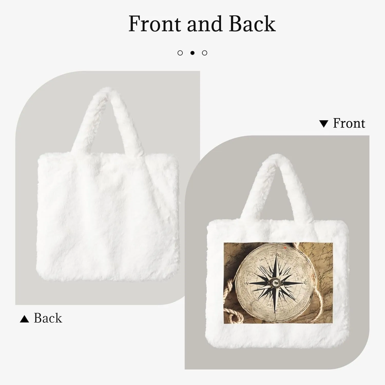 Compass Map Nautical Plush Handbag, Comfortable Touch, Stylish And Compact, Suitable For Daily Travel
