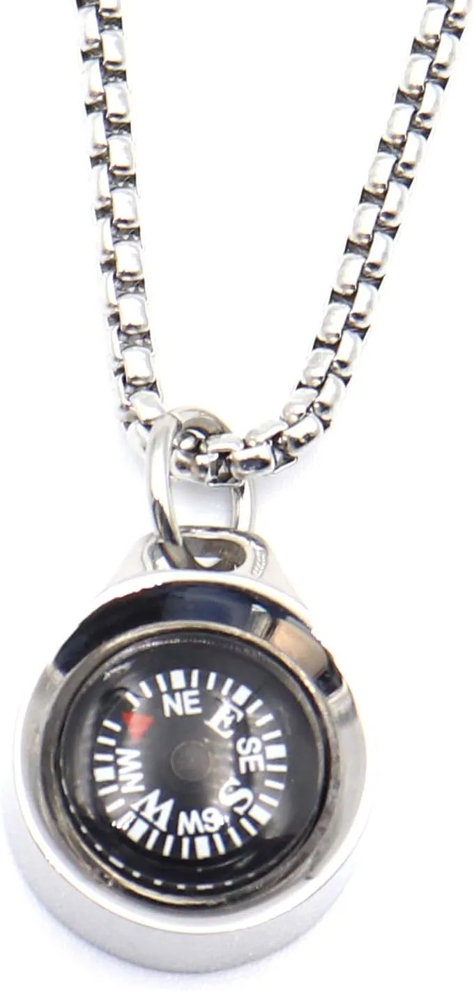 Compass Necklace,Mini Pocket Compass,Camping Hiking Metal Survival Compass for Men Women