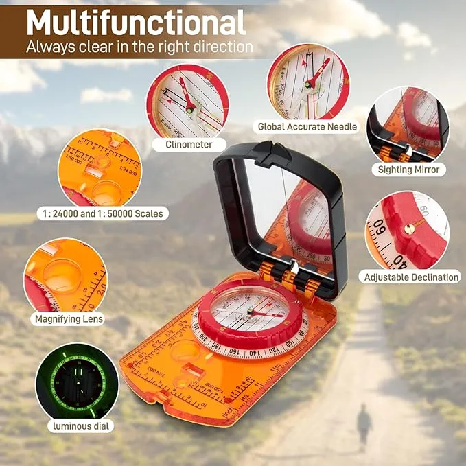 Compass, Sportneer Compass Hiking Survival Compass with Mirror Orienteering Compass Boy Scout Compass for Kids Gifts Hiking Camping Backpacking Map Navigation
