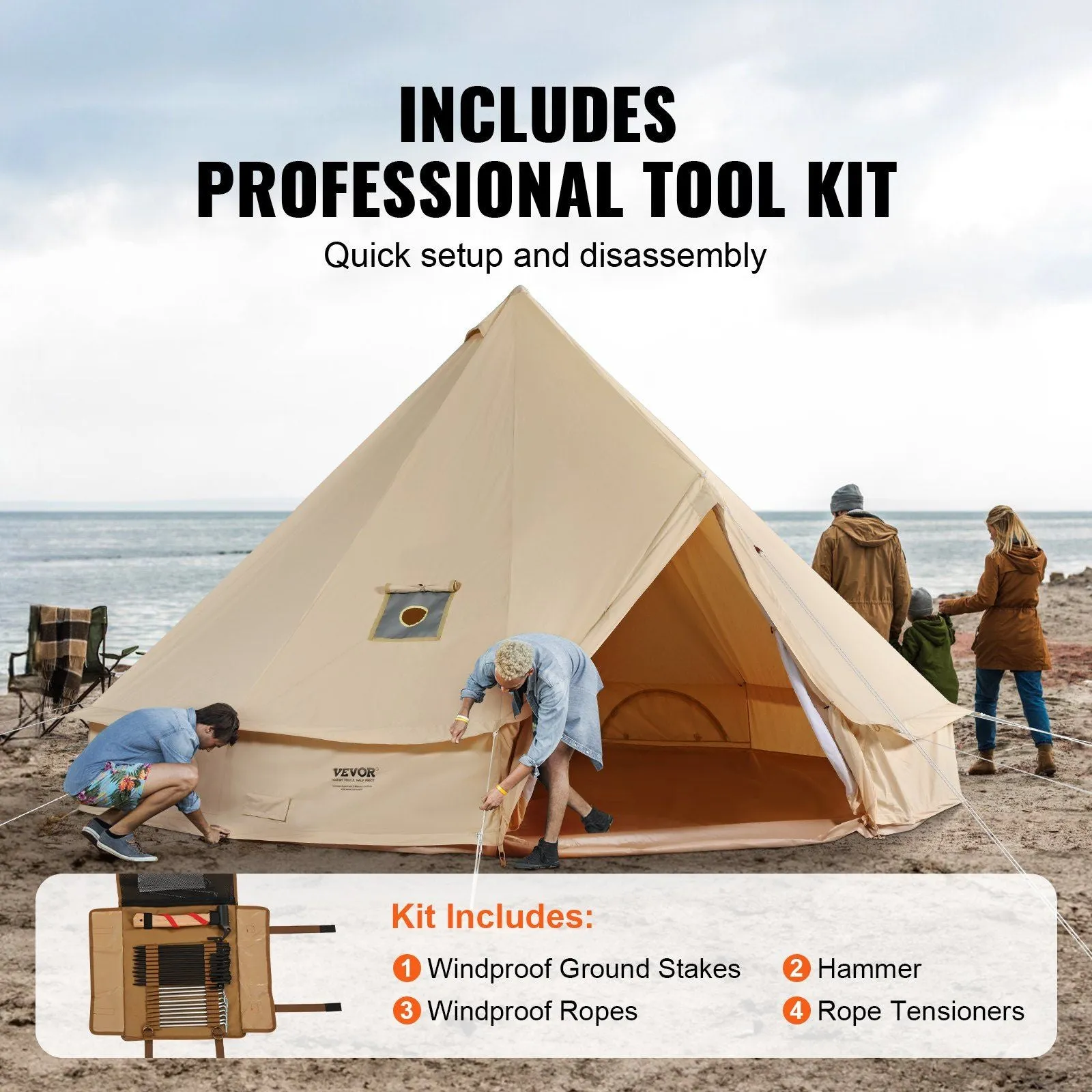 Complete catalog for Wall Jack Yurt VEVOR Hassle-free "(Diameter Bell Tent, Side Detachable Family Person Tent and Canvas with Waterproof 8-10 Breathable Camping,16'x16'x118 Stove Glamping 5M)