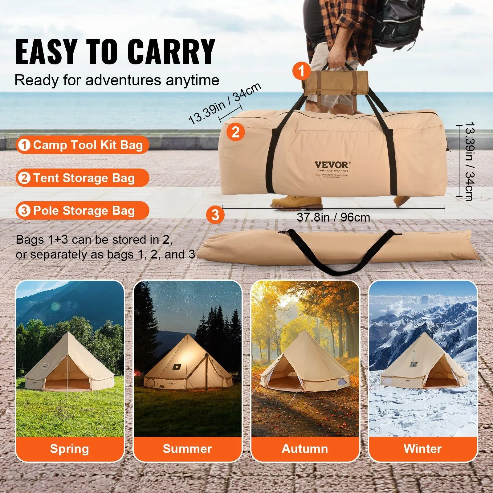 Complete catalog for Wall Jack Yurt VEVOR Hassle-free "(Diameter Bell Tent, Side Detachable Family Person Tent and Canvas with Waterproof 8-10 Breathable Camping,16'x16'x118 Stove Glamping 5M)