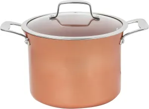 CONCORD 7 QT Copper Non Stick Stock Pot Casserole Coppe-Ramic Series Cookware (Induction Compatible)