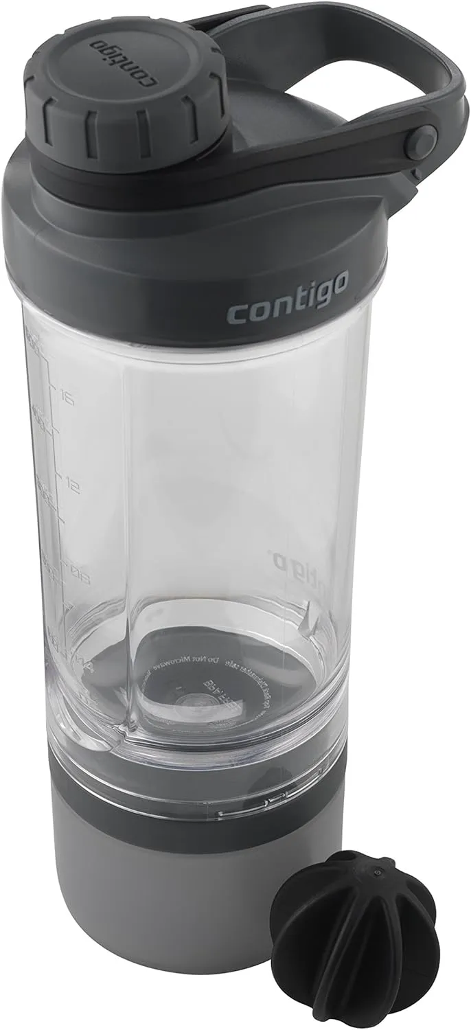 Contigo 2076738 Shake N GO FIT TRITAN STRG 22OZ, Storage, Smoke with Protein Ball
