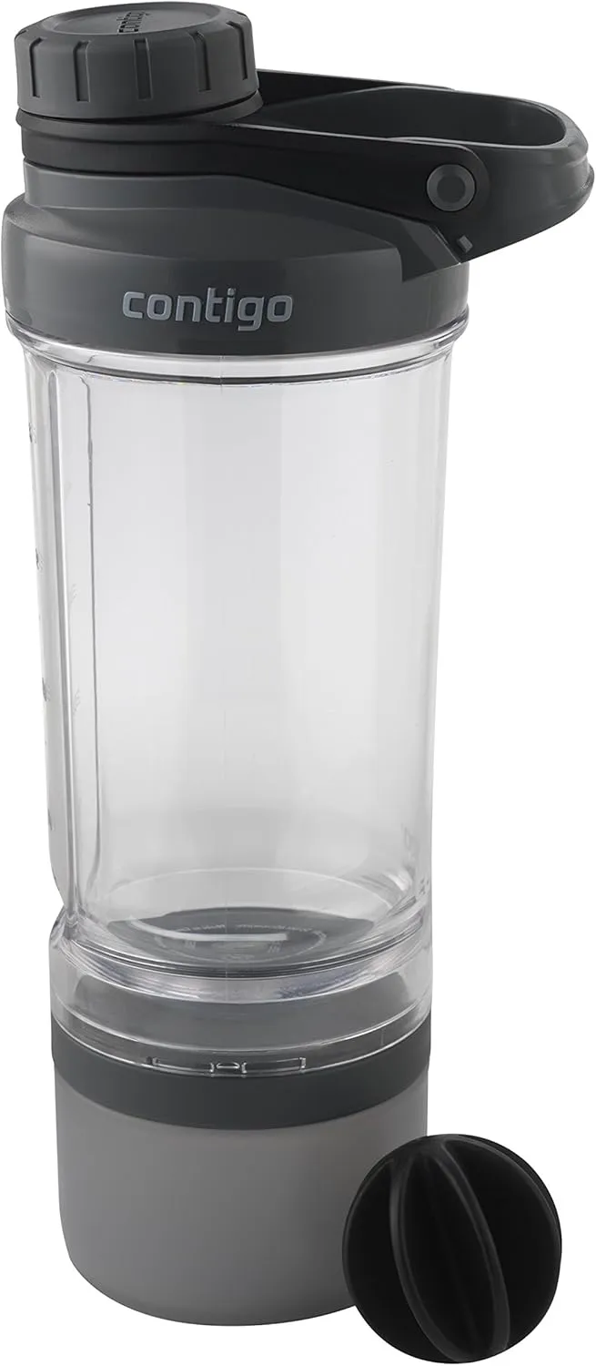 Contigo 2076738 Shake N GO FIT TRITAN STRG 22OZ, Storage, Smoke with Protein Ball