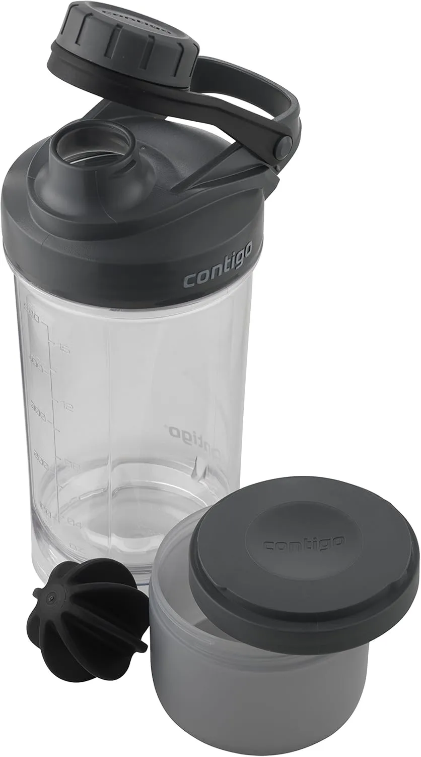 Contigo 2076738 Shake N GO FIT TRITAN STRG 22OZ, Storage, Smoke with Protein Ball
