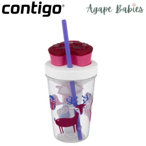 Contigo Bueno Snack Tumbler With Straw 350ml- Owl Pink