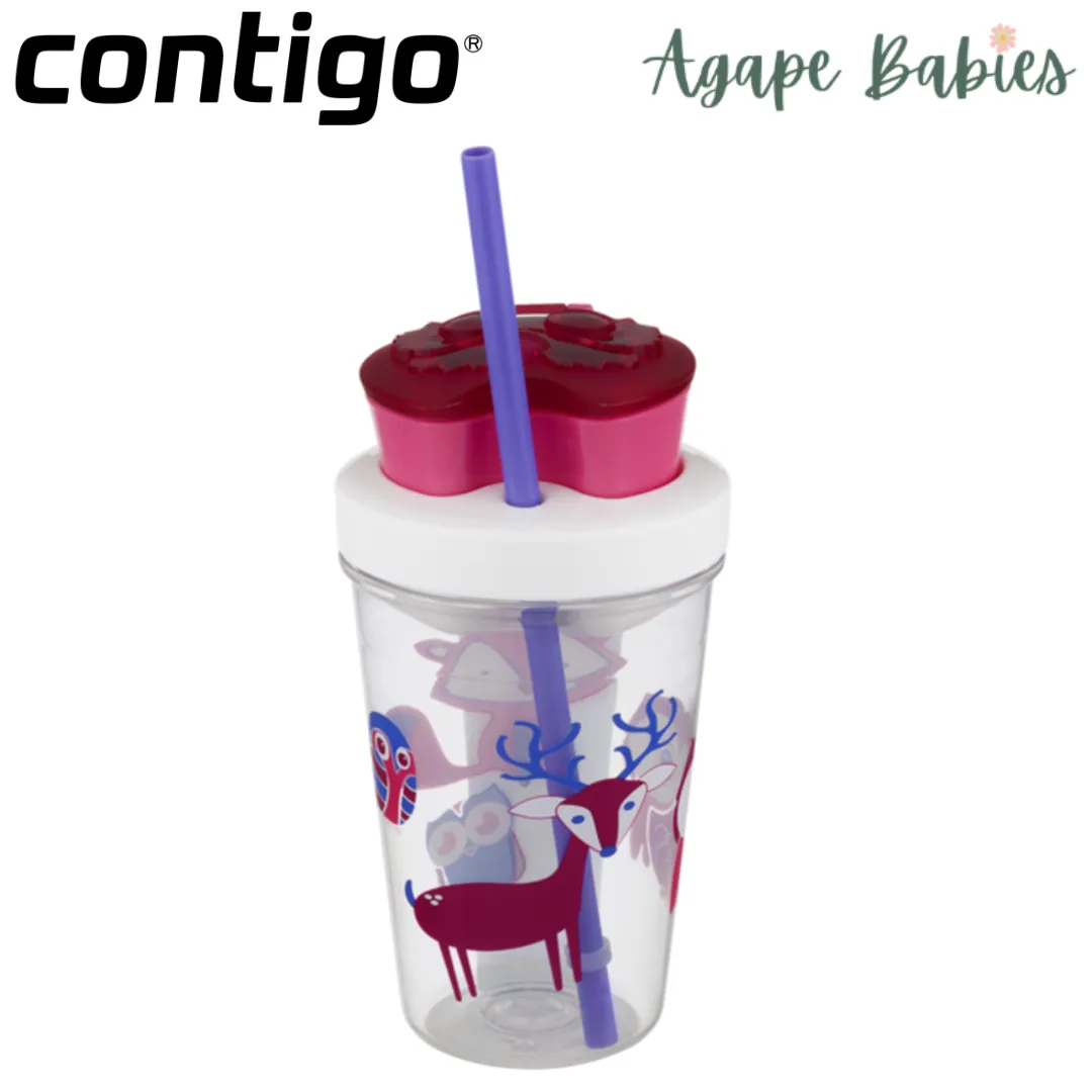 Contigo Bueno Snack Tumbler With Straw 350ml- Owl Pink