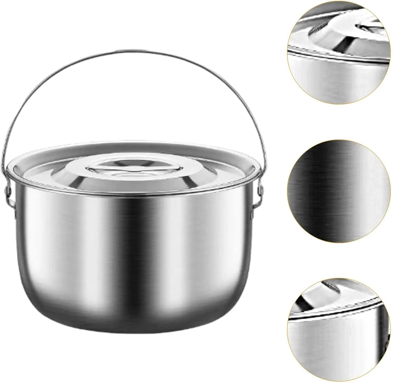 Cooking Pot Stainless Steel Camping Pot,Multipurpose Stockpot,Cookware Portable for Restaurant Cooking Home Camping, 4.0L