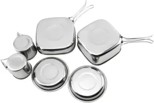 Cookware Set Portable Set Camping Picnic Outdoor Pan Pot Plate Tableware Folding Set for Hiking Barbecue 6pcs