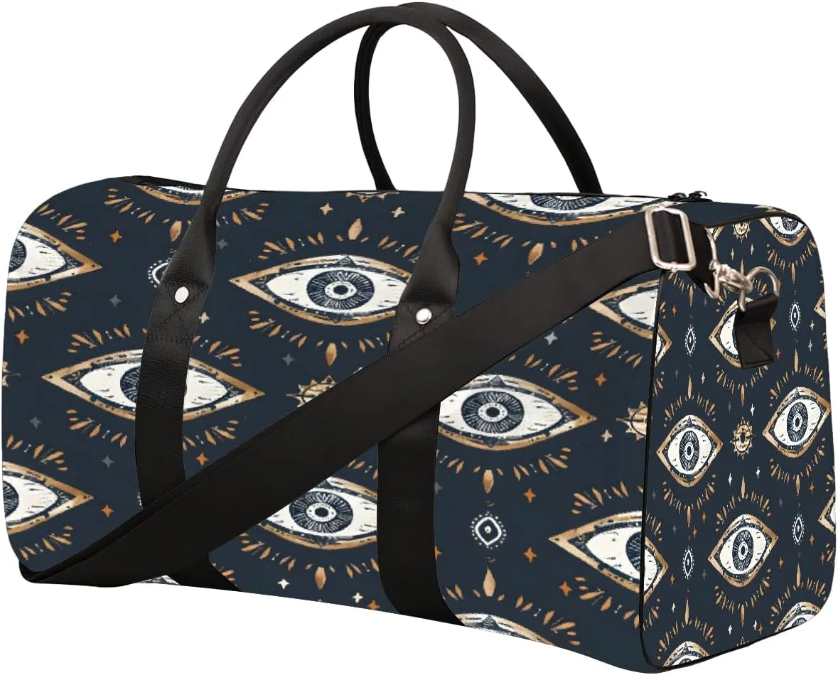 Cool Devil Eye Abstract Travel Duffel Bag for Women Men Small Sport Gym Bag Waterproof Weekender Overnight Lightweight Carry on Foldable Gym Bag for Training Swim Yoga Traveling Handbag