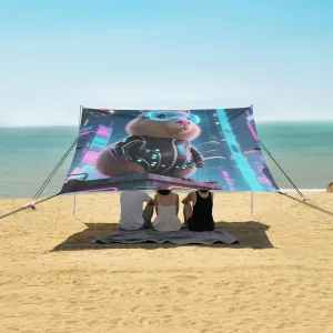 Cool Future World Capybara Beach Camping Tent Sun Shelter for Whole Family, Beach Shade Canopy with UPF50  UV Protection,Easy Set Up and Carry,Outdoor Shade for Trips, Fishing, Backyard Fun Pic