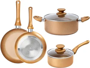 Copper Pots and Pans Set Nonstick White Granite Ceramic Cookware Set 6pcs Pot Set Induction Cookware with PFOA Free