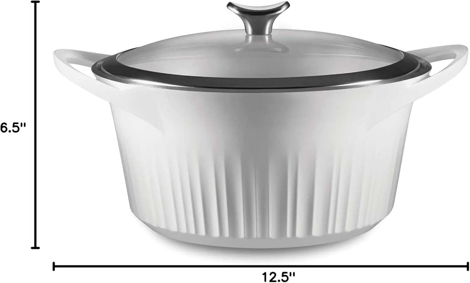 CorningWare, Non-Stick 5.5 Quart QuickHeat Dutch Oven Pot with Lid, Lightweight, Ceramic Non-Stick Interior Coating for Even Heat Cooking, Perfect for Baking, Frying, Searing and More, French White