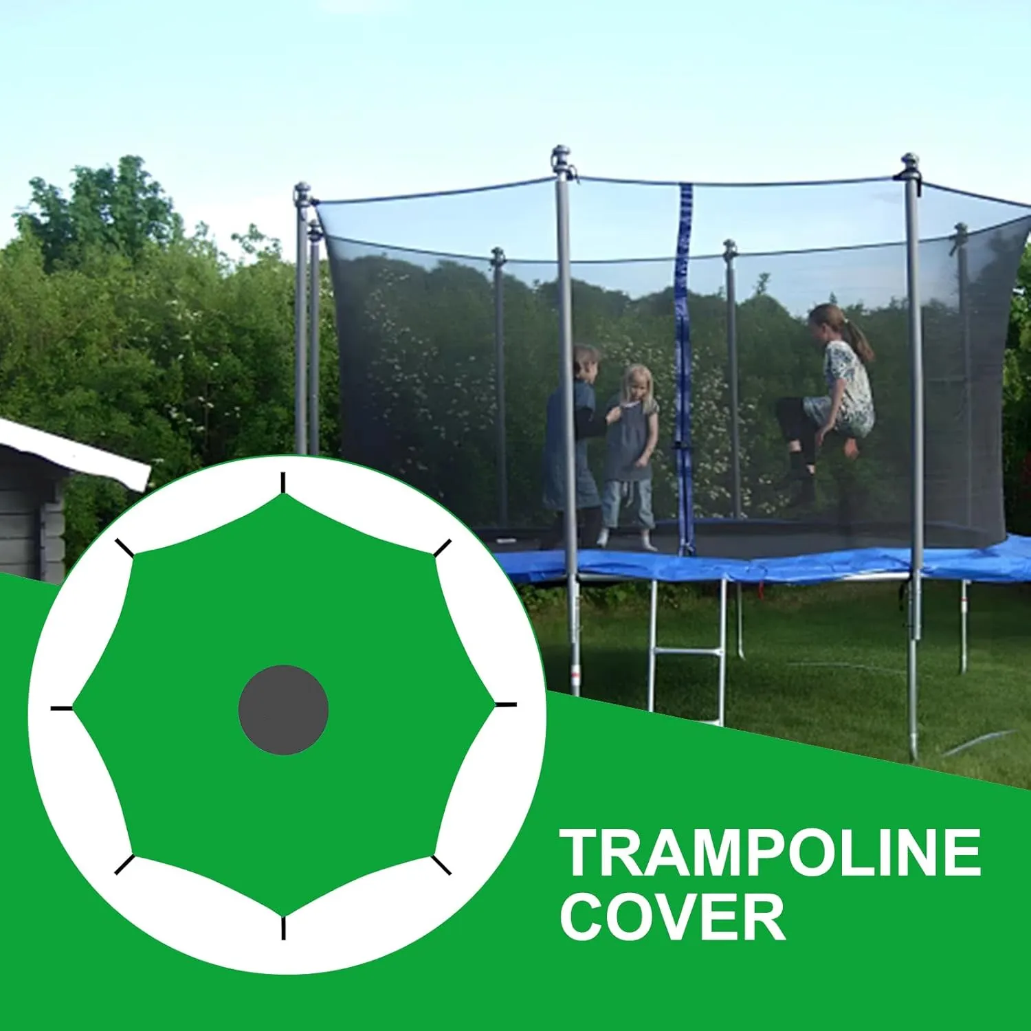 Cover for Trampoline - Canopy Awning Trampoline Sun Protection - Foldable Waterproof Tear Resistant Tent Cover Shade for Sports Patio Backyard