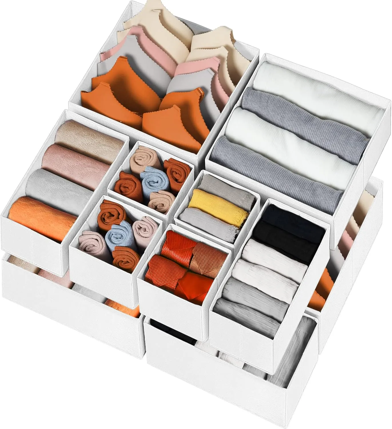 Criusia Drawer Organizer Clothes 12 Pack - Fabric Closet Organizers and Storage for Nursery Organization - Dresser Drawer Dividers for Baby Clothes/Socks/Underwear/Bras - College Dorm Room Essentials