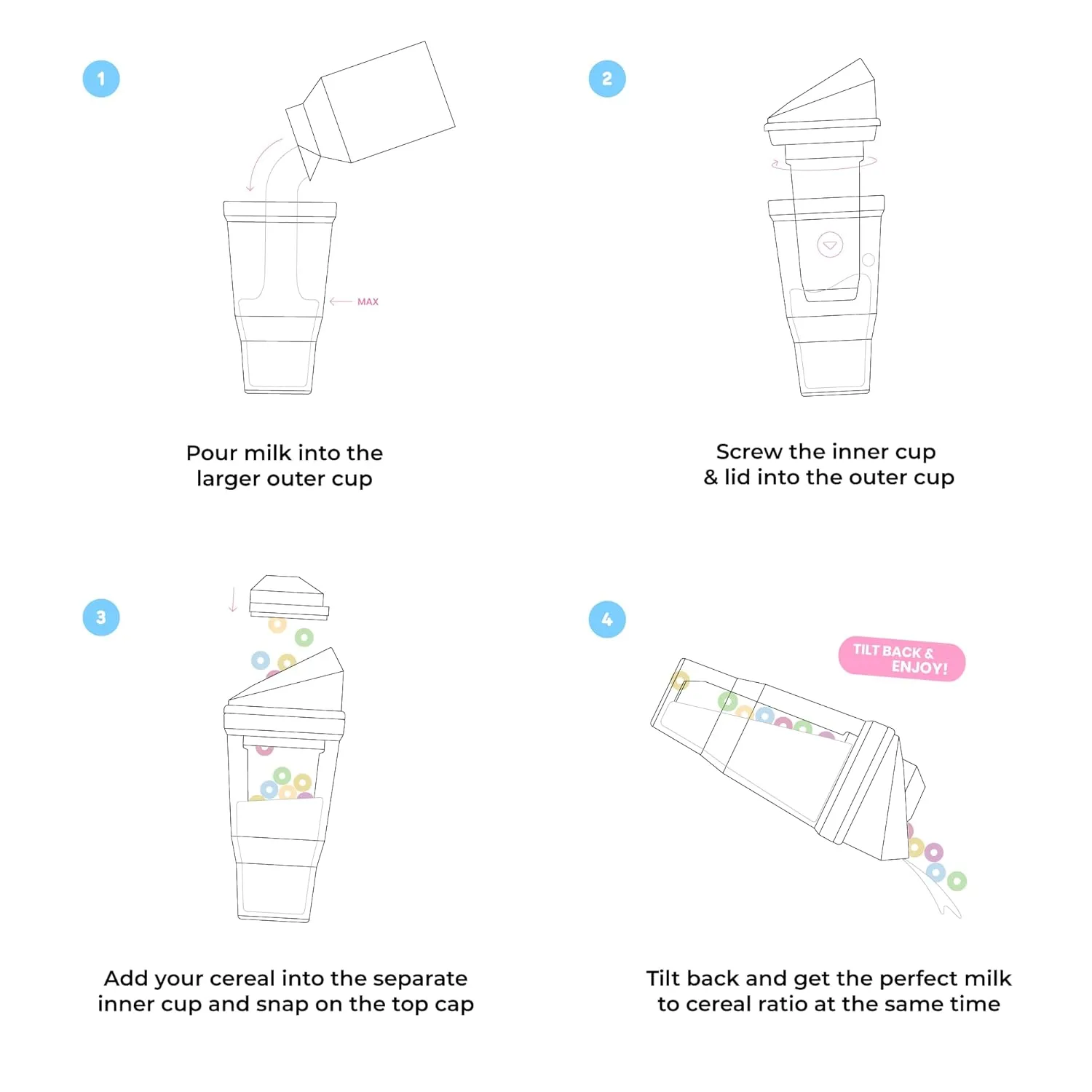 CRUNCHCUP XL - Portable Plastic Cereal Cups for Breakfast On the Go, To Go Cereal and Milk Container for your favorite Breakfast Cereals, No Spoon or Bowl Required (Green)