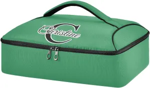 Custom Sea Green Insulated Casserole Carrier for Hot or Cold Food Personalized Lasagna Holder Tote with Dish Storage Customized Insulated Travel Carry Bag for Take Out