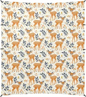 Cute Cartoon Animal Deer Shape Pattern Coral Foldable Beach Tent UPF50  Lightweight Large Sun Shade with Sandbags, Sand Shovel, Poles for Backyard and Camping