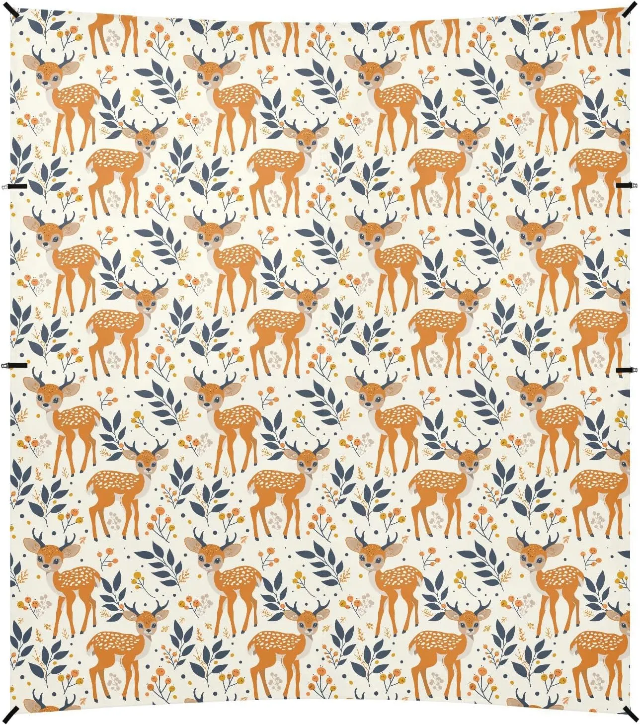 Cute Cartoon Animal Deer Shape Pattern Coral Foldable Beach Tent UPF50  Lightweight Large Sun Shade with Sandbags, Sand Shovel, Poles for Backyard and Camping