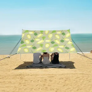 Cute Chayote Beach Canopy Tent Anti-UV & Wind Resistant, Camping Sun Shelter Easy Setup Portable,Outdoor Shade Tents with Sandbags,Sand Shovels,Ground Pegs & Stability Poles