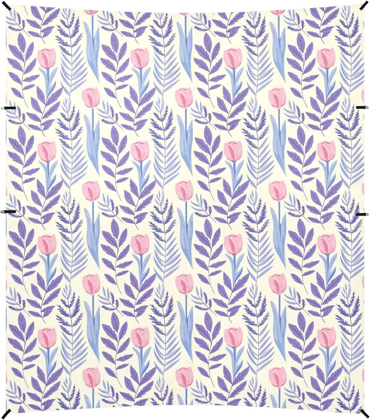 Cute Flower Clipart Pastel Blue Beach Tent & Canopy UPF50  Protection Easy Setup Large Sun Shelter with Sandbags and Shovel for Camping Trips, Fishing, Backyard Fun or Picnics