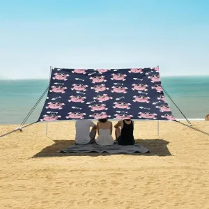 Cute Pirate Pig Beach Camping Tent Sun Shelter for Whole Family, Beach Shade Canopy with UPF50  UV Protection,Easy Set Up and Carry,Outdoor Shade for Trips, Fishing, Backyard Fun Picnics