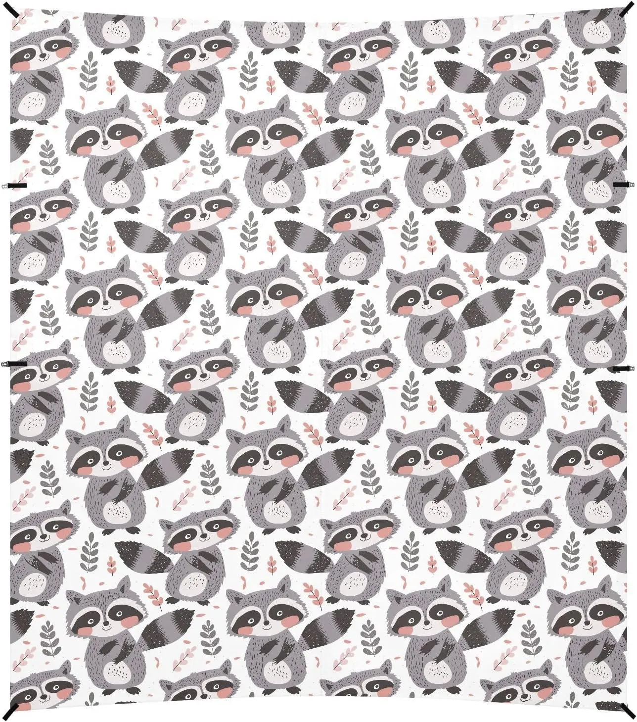 Cute Raccoon Beach Cabana UPF50  Lightweight Outdoor Sun Shade with Sand Shovel, Sandbags for Camping Trips, Fishing, Backyard Fun or Picnics