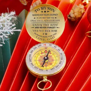 Dad to Son, Engraved Compass with Leather Case