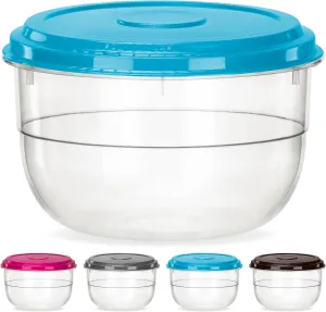 DecorRack X-Large Food Storage Container, 5.75 Quarts, BPA Free Plastic, 185 oz Heavy Duty Multipurpose Plastic Storage Container, Round Cake Dough Riser Bowl with Airtight Lid (1 pack), Random Color