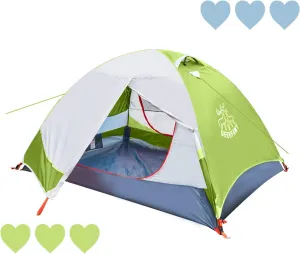 DEERFAMY 1/2 Person Tent, Lightweight Backpacking Double Layer Dome Tent, 3 Season Waterproof Family Tent for Outdoor, Hiking, or Fishing (Green)