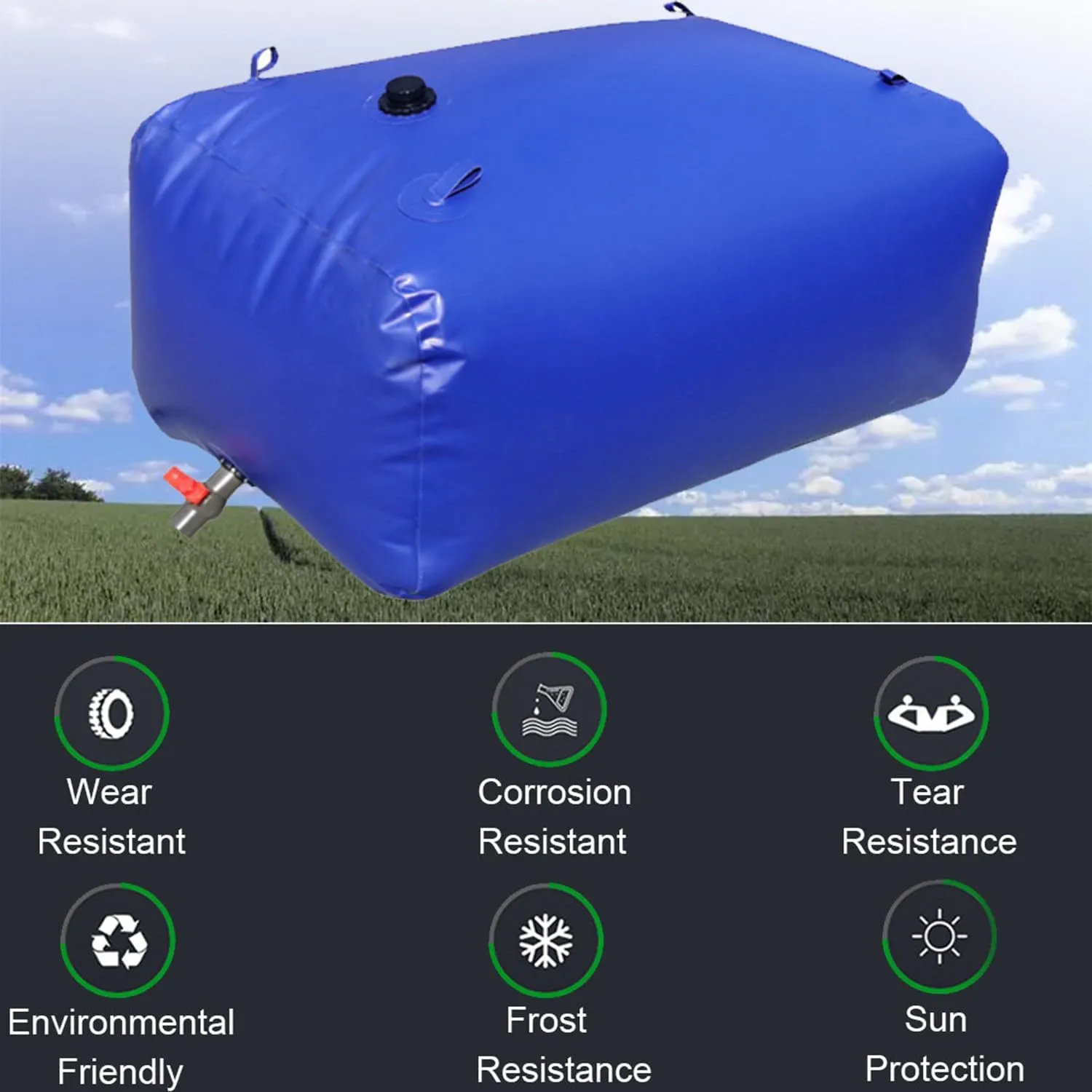 DEHIWI Emergency Water Storage Bladder,Collapsible Portable PVC Water Container,Drought-Resistant Water Bag with Faucet,Used for Building,Fire Transport Emergency Water Storage,4000L