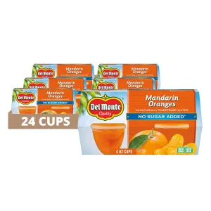 DEL MONTE Mandarin Oranges FRUIT CUP Snacks in Naturally Sweetened Water, No Sugar Added, 24 Pack, 4 oz