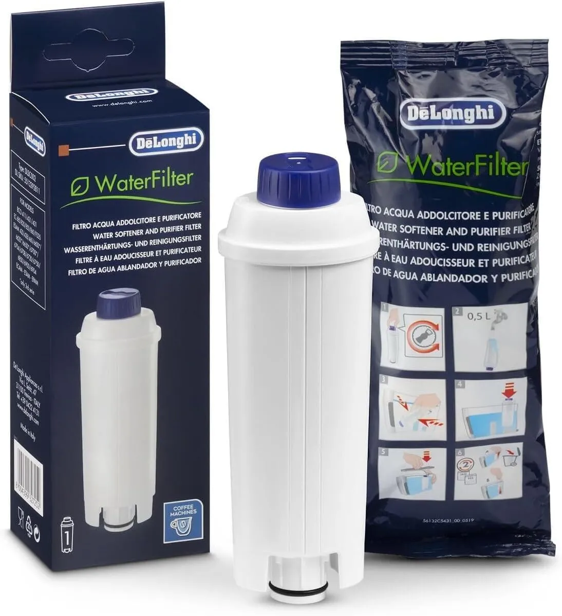 De'Longhi Replacement Water Filter for Select Espresso Machines, DLSC002