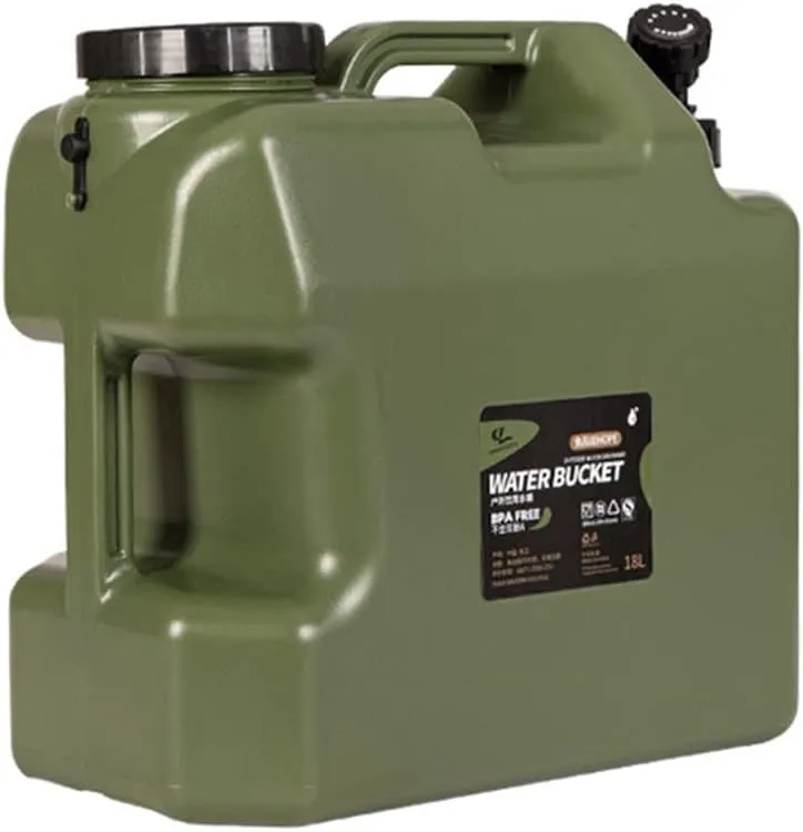 DESERT & FOX Water Container with Spigot 2.6/4.8/6.6Gal PE Water Storage Carrier Portable Green Bucket for Camping Hiking Picnic BBQ(Green 4.8Gal)