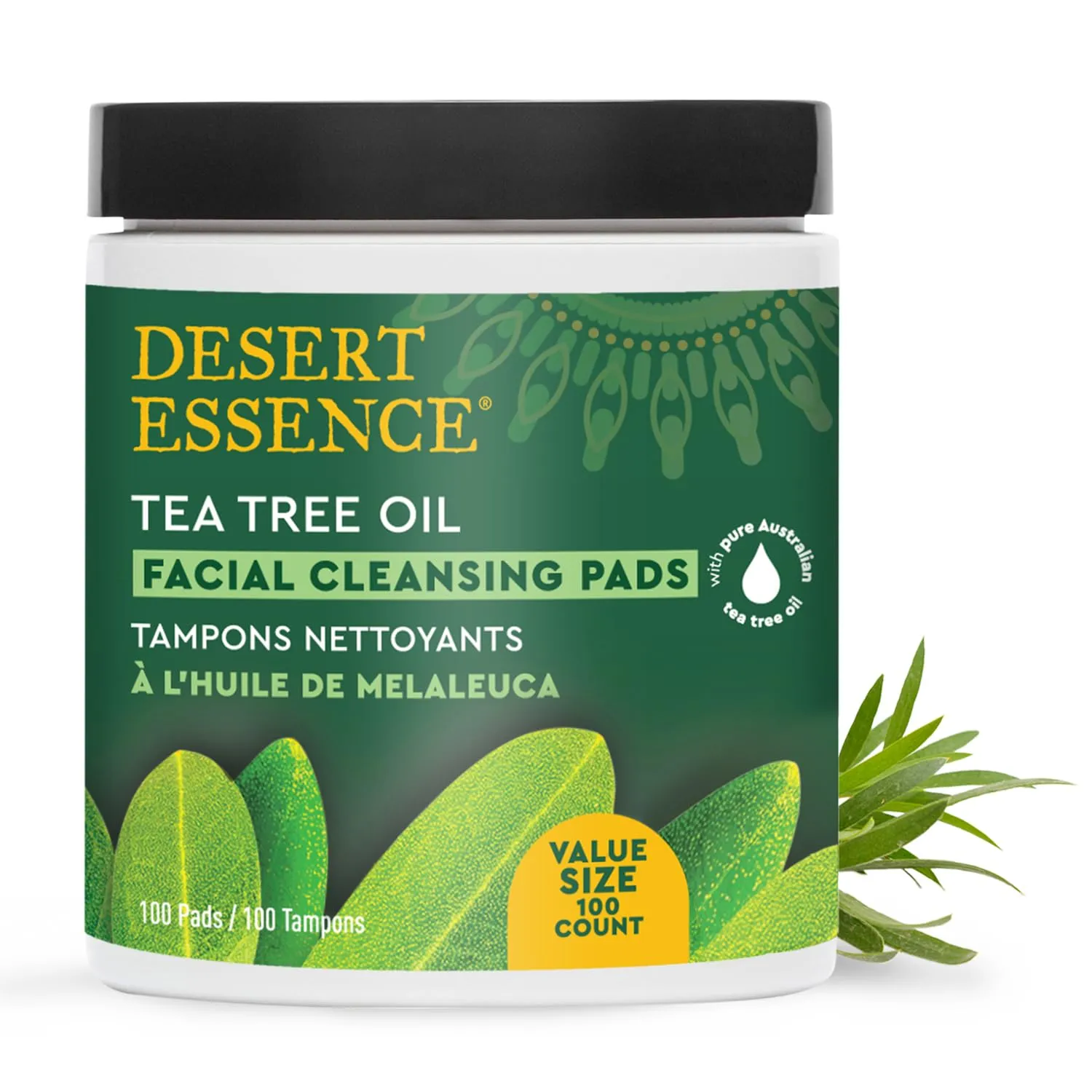 Desert Essence Tea Tree Facial Cleansing Pads 100 Pads Container
