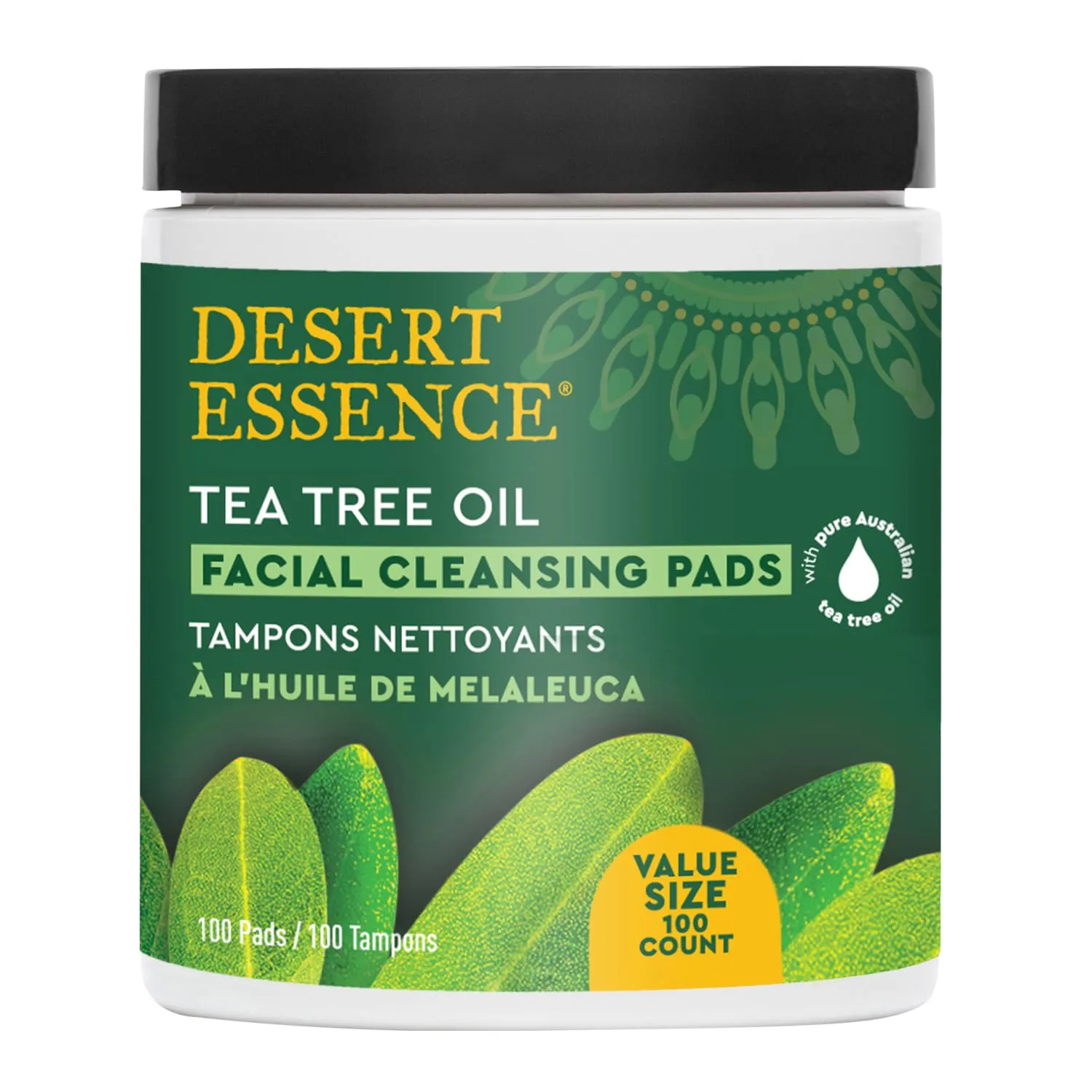 Desert Essence Tea Tree Facial Cleansing Pads 100 Pads Container