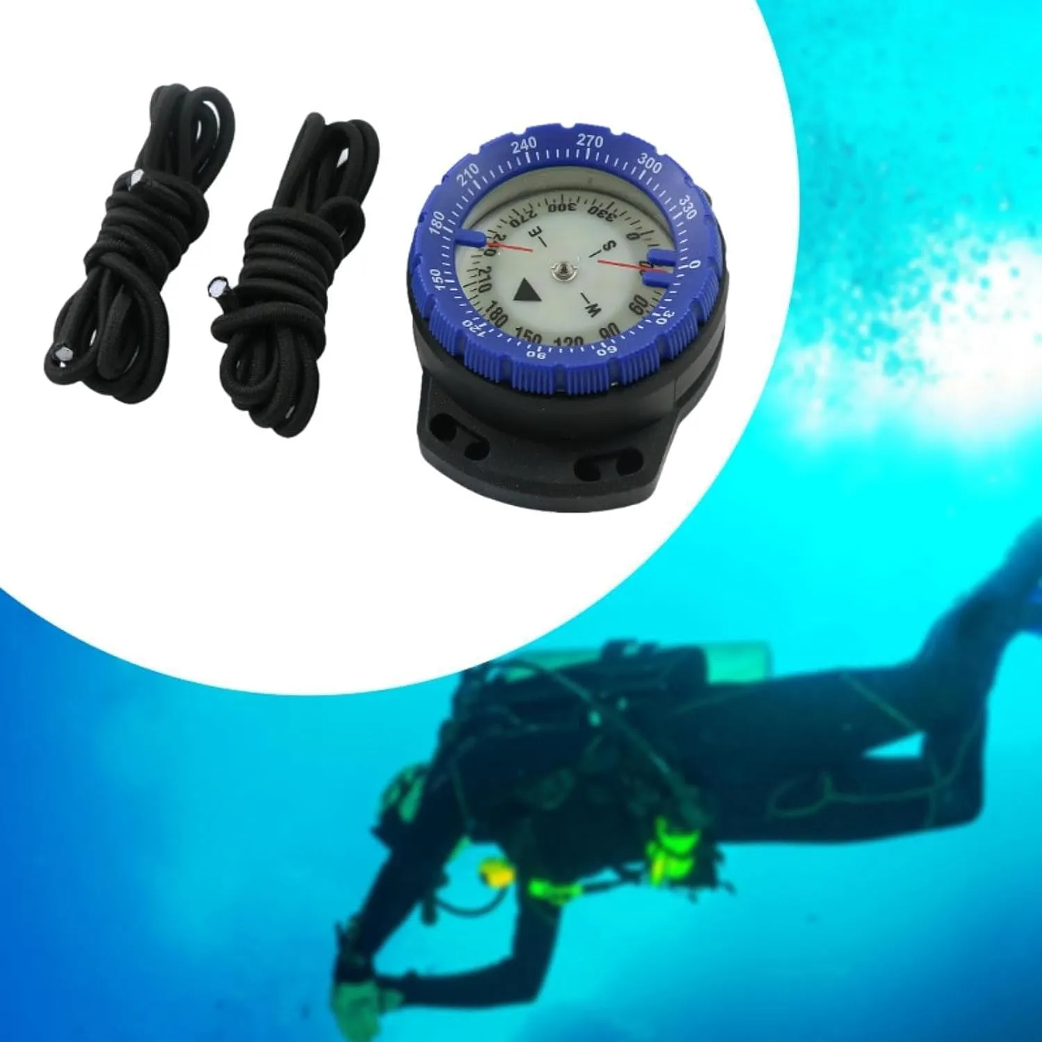 Diving Compass Waterproof Lightweight Tool with Elastic Ropes Outdoor Camping Compass for Scuba Hiking Sailing Outdoor Sports