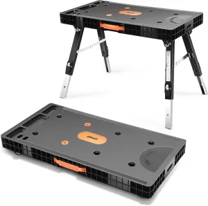 DNA MOTORING 3 in 1 Folding Heavy Duty Workbench - Work Bench, Saw Horses, Scaffold, All in one Multifunctional Work Table for Warehouse Garage, TOOLS-00525