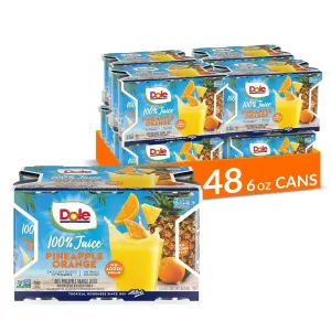 Dole Pineapple Orange Juice, 100% Fruit Juice with Added Vitamin C, 6 Fl Oz (Pack of 6), 48 Total Cans