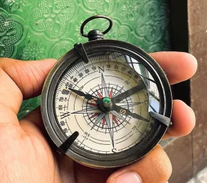 Dollond London Marine Brass Flat Compass, 2.5" Nautical Collectible, Antique Finish, Handmade Vintage