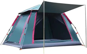 Dome Tent Automatic Quick Open Thicken Waterproof Camp Outdoor Tent Ventilation Install Fully 2-4 Person, Setup Porch Double Layer-85 * 85 * 55INCH