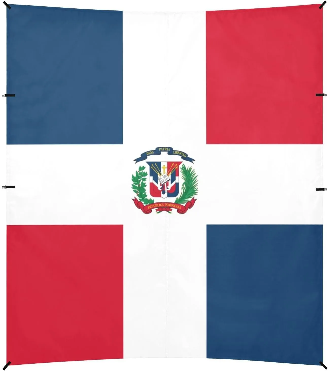 Dominican Republic Flag Blue Red Foldable Beach Cabana UPF50  Water-Resistant Portable Sunshade with Sand Shovel for Family Travel