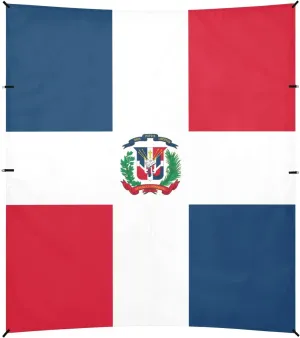 Dominican Republic Flag Blue Red Foldable Beach Cabana UPF50  Water-Resistant Portable Sunshade with Sand Shovel for Family Travel