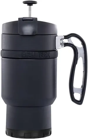 Double Shot 4.0 Travel Coffee French Press, 16 fl.oz Insulated Stainless Steel Mug, Removable Storage Bottom For Beans Grounds Tea Leaves, Brew A Second Cup, No Spill Lid (Obsidian)