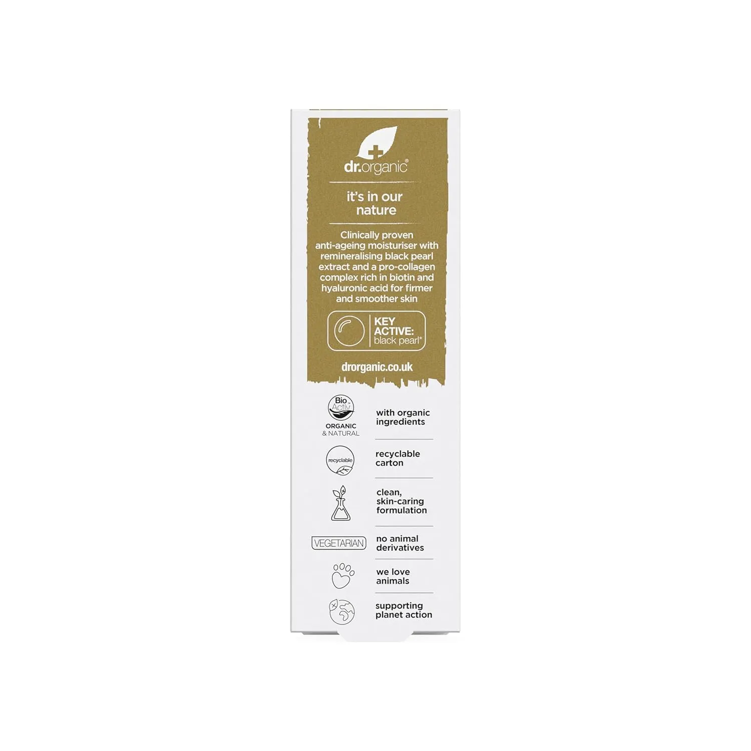 Dr. Organic Pro Collagen Plus   Anti-Ageing Moisturiser with Black Pearl | Firm & Smooth Skin, Reduces Wrinkles, (All Skin Types) Natural, Certified Organic, Paraben & SLS-Free, 50 mL / 1.7 fl oz