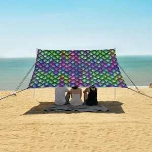 Dragon Scales Watercolor Beach Canopy Tent Anti-UV & Wind Resistant, Camping Sun Shelter Easy Setup Portable,Outdoor Shade Tents with Sandbags,Sand Shovels,Ground Pegs & Stability Poles